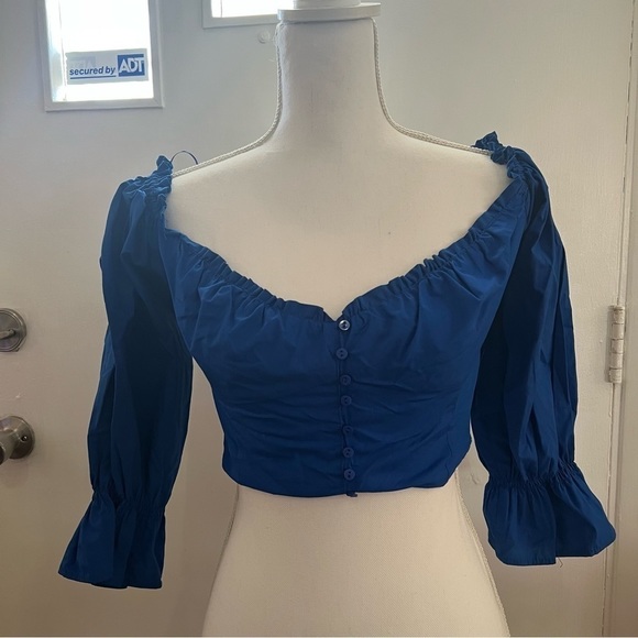 Zara poplin blue crop top - Picture 12 of 16